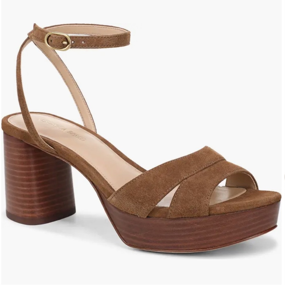 Veronica Beard Drina Ankle Strap Leather (Suede) Platform Sandal - 8.5